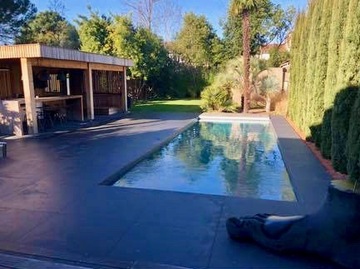 piscine traditionnelle 11x5m liner 75ème/100 gris foncé