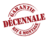 Cachet rouge estampillé Garanties Décennales pour Kit et Montage, symbole d'assurance qualité et de fiabilité. Confiance client.